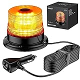 Justech 40 LED Rundumleuchte Blitzleuchte 7 modus mit 5m Netzkabel Doppelter Schraube 12/24V Amber Warnleuchte Magnetische Notfallblinklampe Wiederherstellungswarnung gelbes Licht der Decke