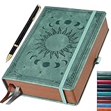 HwxBen Notizbuch (14.5 x 21 cm) Liniert, 360 Seiten – Tagebuch für Erwachsene mit Stift, PU Leder Hardcover Notizblock – Ideal als Geschenk für Familie und Freunde – Premium Grau