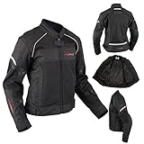 A-Pro Motorrad Textil Damenjacke Wasserdichte Atmungsaktivem Mesh Schwarz L