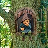 LSDZHK Tree Hugger Garden Statue, Gnome Resin Figure Hanging Outdoor Decoration for Patio Lawn (Women)