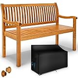 tillvex Gartenbank Holz 2-3 Sitzer inkl. Abdeckung wetterfest 125 cm | Parkbank Massivholz | Balkonbank Sitzbank 320 kg belastbar | Holzbank Gartenmöbel für Balkon, Terrasse & Garten