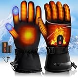 DeeprBetter Beheizbare Handschuhe Damen Herren, 5000mAh Akku Beheizte Handschuhe mit Heizung, Wasserdicht Beheizbare Handschuhe Motorrad mit 3 Stufen, Touchscreen Beheizte Winterhandschuhe Ski,fahrrad