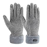 ZASFOU Damen Winter Touchscreen Handschuhe mit Thermo Fleecefutter, Warme und Dick Wolle