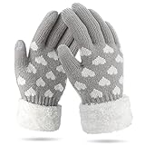 VENI MASEE Winter Touchscreen Handschuhe Schnee Blume Druck halten warm für Frauen und Männer (20cm, Grau1)