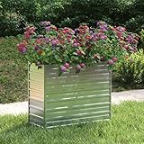 Mokuyary Hochbeet Garten Pflanzkasten Pflanzen Gemüse Blumen Kräuter Pflanzständer 100x40x77cm Verzinkter Stahl Silber