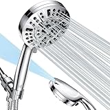 Besjaar Duschkopf mit Schlauch, 10 Sprühstufen, Chrome Handbrause, Regendusche mit Filter, Hochdruck, Wassersparend, Mit Filter