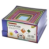 folia 6 2027 102 3109 - Geschenkboxen, Pappschachteln aus Karton, quadratisch, 12 Stück in verschiedenen Größen und Farben - ideal zum Verzieren und Verschenken