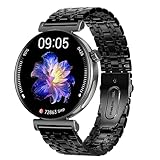 Knauermann PRO 3 Mini (2024) Schwarz - Gesundheitsuhr Smartwatch mit Telefoniefunktion - EKG + HRV und SOS Funktion - AMOLED Display - BT Bluetooth - Schlafapnoe - Gliederarmband Schwarz, 14-24, rund