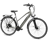 TRETWERK 28 Zoll E-Bike Seville 5.0 grau - Trekkingbike Damenfahrrad mit 24 Gang Kettenschaltung - Elektrofahrrad mit Heckmotor 250W, 36V