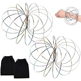 Demarsen 2 Stück Durchflussringe Spielzeug,Bunt Geometrischer Flow Armband 3D Arm Edelstahl Spirale Edelstahl Multisensorisch Pädagogisch Interaktiv für Antistress Tägliche Freizeit Spiel