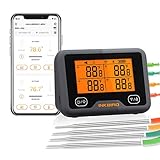 Inkbird WLAN & Bluetooth Grillthermometer IBBQ-4BW, WiFi Fleischthermometer mit 4 Temperaturfühlern + Magnethalter, USB-Wiederaufladbares Bratenthermometer mit Dual-Alarm Funktion für BBQ