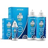 Avizor All Clean Soft - Pack 2x350ml + Flasche 100ml ideal für unterwegs, Lösung zur Reinigung und Desinfektion von Kontaktlinsen, Reiseset, Hydratation und Schutz