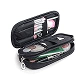 MLMSY Make-up-Tasche für Frauen mit Spiegel Beauty Pinsel Reise-Kit Organizer Kosmetiktasche Professional Multifunktions 2 Layer (schwarz) (A:Trompete), 1 Stück (1er Pack)