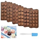 DIKEBAO 6 Stück Schokoladenform Silikon Pralinenform Set 3D Süßigkeiten Formen Verschiedene Formen Schokoladen Silikonform Antihaft Blumenform Backform für Backen Schokolade Süßigkeiten Eiswürfel