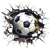 Aupawdy 3D Fussball Wandtattoo, Fußball Wandaufkleber Kinderzimmer Durchbruch Wandaufkleber für Junge Fußball Teenager Sport Wand Deko für Jugendzimmer Schlafzimmer