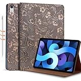 Gexmil Leder Hülle für iPad Air 11 Zoll M3 2025/ M2 2024,iPad Air 10,9 Zoll 5./4. Genration 2022/2020, Echt Leder Cover Stoßfest,Automatischer Schlaf/Aufwachen, rutschfest,Schmetterling