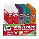 Pritt Klebestift – Kinderfreundlicher & langlebiger Bastelkleber mit 97% natürlichen Inhaltsstoffen, starke Haftung, saubere Anwendung ohne Wellen, ideal für Schule, Büro (10 x 40g 15 x 20g)