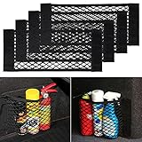 UIHOL Kofferraum Netztasche Auto, 4 Stück 45 x 25cm Organizer Netz Tasche Universal KFZ Klett Kofferraumnetz Gepäcknetz Tasche Elastisch Aufbewahrung Rücksitztasche Schutznetz für SUV/Auto