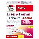 Doppelherz Eisen-Femin DIRECT mit Vitamin C + B6 + B12 + Folsäure - 14 mg Eisen für die normale Bildung von roten Blutkörperchen - 60 Portionen Micro-Pellets