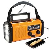 10000mAh Tragbare Solar Kurbelradio/Aufladbar Campinglampe, Dynamo Notradio mit AM FM,5W 700LM Taschenlampe & Leseleuchte,Handyladegerät Powerbank,SOS,Kompass für Ourdoor Camp Überleben Stromausfälle