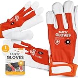 Instalguru Arbeitshandschuhe Gr. 11 Lederhandschuhe Sicherheitshandschuhe Montagehandschuhe Ziegenleder Bau Mechanik Garten Elastischem Bund Klettverschluss