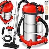 MASKO® Industriestaubsauger Staubsauger Nass Trocken Sauger Edelstahl 2300W + Steckdose | Blasfunktion | Trocken-Saugen & Nass-Saugen | Push&Clean | Industrie-Sauger mit & ohne Beutel | beutellos