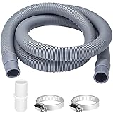 Ablaufschlauch Verlängerung für Waschmaschinen, 1M Universal Waschmaschinenschlauch, Ablaufschlauch Geschirrspüler Verlängerung Set inkl Schlauchverbinder und Schlauchschellen