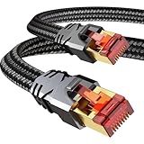 Cat 8 LAN Kabel 3meter,Tesmax 40Gbps Netzwerkkabel Hochgeschwindigkeits 2000MHz S/FTP Ethernet Kabel Gigabit POE RJ45 Nylon Geflochtener Vergoldeter Patchkabel für PS5/4 Router Modem Switch Steam Deck