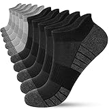 HIYATO 10 Paar Sportsocken Herren Damen, Atmungsaktive Sneaker Socken, Baumwolle Laufsocken Kurz (39-42, Schwarz-Grau)