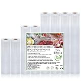 KitchenBoss Vakuumierbeutel Vakuumierfolie Folienrollen Vakuumbeutel-Lebensmittel：Vakumierfolienrollen Einschweissbeutel, BPA Frei Folienbeutel für Vakuumiergerät, 8 Rollen 15x2/20x2/28x4/x300cm