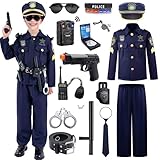 Polizei Kostüm für Kinder Mit Accessoires - Cosplay-Polizei für Boys Girls, Polizeibeamten-Kostüm für Halloween (5-7 Jahr)