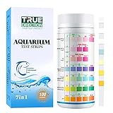 TRUEDIRECTION 7 in 1 Aquarium-Teststreifen, 100 Stück, Aquarium-Test-Set Für Süßwasser, Fischteich, Genaue Prüfung der Gesamthärte, Karbonat-Nitrat, Nitrit, Cl2, pH