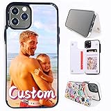 Einzigartiges, individuelles Geschenk, personalisiertes Klappetui aus Leder mit Kartenhalter, kompatibel mit iPhone 11 12 13 Pro Max, individuelle an PU-Ständer, für Samsung Galaxy S22 S21 S20 Ultra