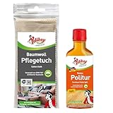 POLIBOY fixneu Politur hell - Holzpflege für helle lackierte Holzmöbel - Möbelpolitur zur Farbauffrischung & Schutz - 1x 100 ml - inkl. Baumwolltuch zur Anwendung - Made in Germany