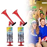 JXAXD 2 Stück Air Horn, Handheld Luftdruck Fanfare Pumpe, Druckluft Hupe, Signalhorn, Lufthorn, Druckluftfanfare, Tröten Fußball, Manuelle Stadion-Trompete, Air Horn Extrem Laut für Fußball