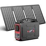 Powkey Powerstation mit Solarpanel 99Wh/27000mAh Tragbares Kraftwerk mit 40W Faltbares Solarpanel 100W Solargenarator mit 230V AC Ausgang/QC 3.0 18W USB/Typ-C für Camping Angeln RV Reisen