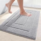 Homaxy Mikrofaser Badezimmerteppich rutschfest Waschbar Badematte Weiche Badteppich Wasserabsorbierend Badvorleger für Badezimmer - 40x60cm,Grau