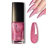 Glitzer Nagellack, Langanhaltender schnelltrocknender Nagellack mit natürlichen Inhaltsstoffen - 13ml Shimmer Pink Glitter Nail Polish - DIY Nail Art Maniküre (011)