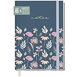 paper&you® Notizbuch kariert A6+ mit Gummiband [Flying Flowers] mit 156 Seiten, 78 Blatt | Notizheft, Bullet Journal, Tagebuch | nachhaltig & klimafreundlich