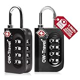 OW-Travel Zahlenschloss 4 Stellig Kofferschloss Vorhängeschloss Gepäckschloss Sicherheitsschloss Lock TSA USA Schloss Zahlencode für Reisekoffer Spind Rucksack Luggage:2 Schwarz