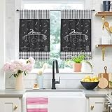 Highdi 2 Stück Kurzgardine Modern Wohnzimmer Küchen, Kurzer Vorhang Fenster Durchscheinend Fenstergardinen, Bistrogardine Stab Tasche Halbe Fenster Behandlung (Schwarz,W80xL150cm)