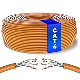 Mr. Tronic 50m Ethernet Netzwerkkabel Cat 6, LAN Netzwerkkabel Für Schnelle & Zuverlässige Internet, AWG24 Massenkabel Cat 6 | Bulk Kabel 1 Gbps, 250 MHz, UTP CCA (50 Meter, Orange)