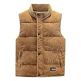 Steppweste Herren aus Cord mit Stehkragen Warme Ärmellos Casual Daunenweste Winterjacke Herren Cordjacke Warm Winter Westen Outdoorjacke mit Fleece Gefüttert Männer Winter Fleeceweste