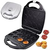 Syntrox Cup Cake Maker Kombigerät mit Wechselplatten, 2000 Watt Leistung, Edelstahl, Silbernes Design, Antihaftbeschichtet, einfache Reinigung, Küchenmaschine