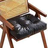 Leder Stuhlkissen 40x40/45X45 Sitzkissen Schwarz/Braun Outdoor Indoor- Wasserdichte Sitzpolster für Sitzauflage Matratzenkissen Sesselkissen Dicke Polsterung Bodenkissen(M6,40X40X7CM(16X16X3IN))