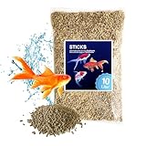 Teich Sticks Mix einfarbig 10 Liter Beutel, Premium Alleinfuttermittel, Fischfutter, Koifutter, Goldfischfutter, Teichfutter, Teichfischfutter mit Vitaminen Tricolore, Nicht Trübend