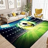 Dai Lufei Fußballplatz Spielteppich, 3D FußBall Teppich Jugendzimmer Eisfeuer Flammen Bedruckt Großflächige Teppich Sport Fußballplatz Bodenmatte Für Schlafzimmer, 80x120cm