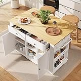 DUlVBPE Kücheninsel, Küchenwagen mit Steckdosenleiste ausgestattet, Küchenschrank, Servierwagen mit arbeitsplatte, buffetschrank, Speisewagen mit Holzmaserung, buffetschrank,weiß