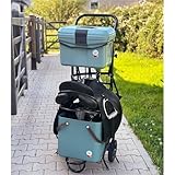 RL24 - Sattelwagen Stall Carry Metall von Waldhausen – mit Sattelhalter, 2 Haken, Ablagefläche für Zubehör & Putzbox-Halterung – Sattelcaddy in Schwarz – 9,2 kg – 123 cm (Höhe)