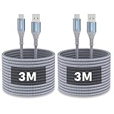 ANMIEL USB C Kabel 3M [2 Pack] 3.1A Schnellladung Typ C Ladekabel,Nylon geflochtenes USB A zu USB C Ladekabel für Samsung Galaxy S10 S9 S8 Plus S21,Note 10 9 8,LG V20 G8 G7,Typ C Ladegerät